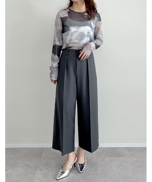 Re:EDIT（リエディ）の「[2025SS COLLECTION][低身長/高身長サイズ有]ストレッチミックスツイルガウチョパンツ（その他パンツ・レディース・チャコールグレー/ブラック/ブラウン・SHORT/MEDIUM/LARGE/TALL）」の18枚目の写真