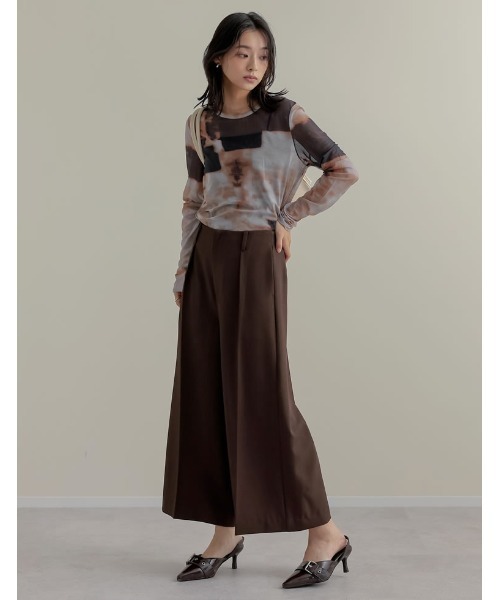 Re:EDIT（リエディ）の「[2025SS COLLECTION][低身長/高身長サイズ有]ストレッチミックスツイルガウチョパンツ（その他パンツ・レディース・チャコールグレー/ブラック/ブラウン・SHORT/MEDIUM/LARGE/TALL）」の12枚目の写真