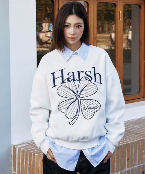 HARSH AND CRUEL(ハーシュアンドクルーエル)の「刺繍プルオーバースウェット オーバーサイズ ユニセックス HC25S1TP11【Harsh and Cruel】(スウェット・メンズ・グレー/ホワイト・XL/L/M)」の18枚目の写真