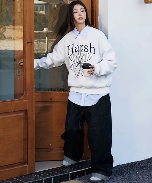 刺繍プルオーバースウェット オーバーサイズ ユニセックス HC25S1TP11