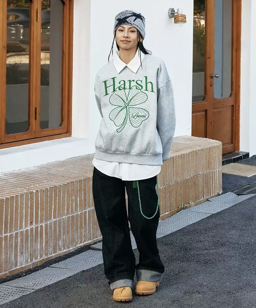 HARSH AND CRUEL(ハーシュアンドクルーエル)の「刺繍プルオーバースウェット オーバーサイズ ユニセックス HC25S1TP11【Harsh and Cruel】(スウェット・メンズ・グレー/ホワイト・XL/L/M)」の13枚目の写真