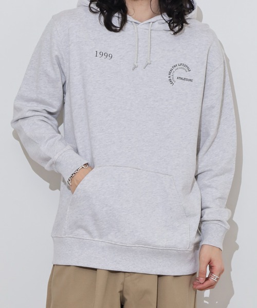 MODISH GAZE(モディシュガゼ)の「MODISH GAZE カップルイラスト裏毛フーディ(ATHLEISURE)(パーカー・メンズ・グリーン/オートミール/ネイビー/杢グレー/ブラック・M/L)」の18枚目の写真