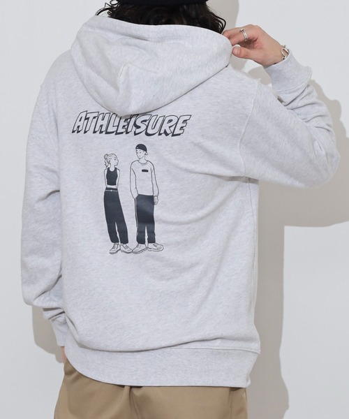 MODISH GAZE(モディシュガゼ)の「MODISH GAZE カップルイラスト裏毛フーディ(ATHLEISURE)(パーカー・メンズ・グリーン/オートミール/ネイビー/杢グレー/ブラック・M/L)」の21枚目の写真