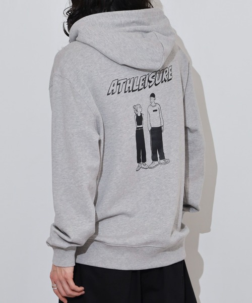 MODISH GAZE(モディシュガゼ)の「MODISH GAZE カップルイラスト裏毛フーディ(ATHLEISURE)(パーカー・メンズ・グリーン/オートミール/ネイビー/杢グレー/ブラック・M/L)」の15枚目の写真