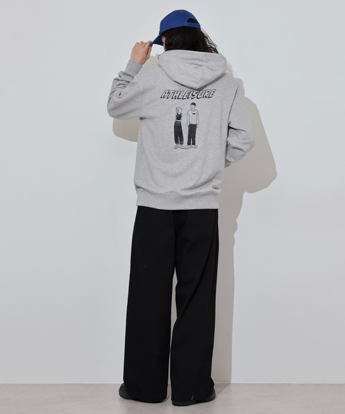 MODISH GAZE(モディシュガゼ)の「MODISH GAZE カップルイラスト裏毛フーディ(ATHLEISURE)(パーカー・メンズ・グリーン/オートミール/ネイビー/杢グレー/ブラック・M/L)」の17枚目の写真