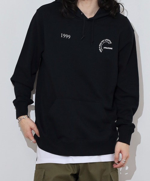 MODISH GAZE(モディシュガゼ)の「MODISH GAZE カップルイラスト裏毛フーディ(ATHLEISURE)(パーカー・メンズ・グリーン/オートミール/ネイビー/杢グレー/ブラック・M/L)」の8枚目の写真