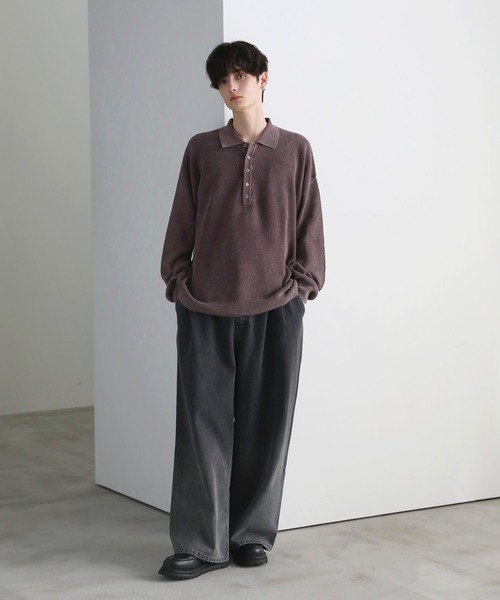 エテリオピグメントニット 新品 Mサイズ 完売品 ピグメント加工片畦ヘンリーネックニット（ニット/セーター