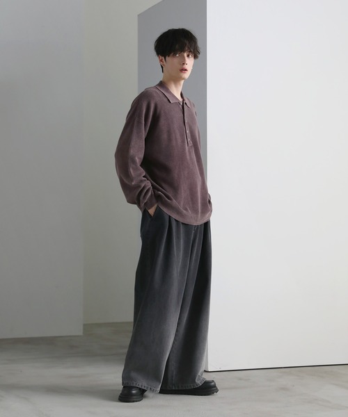 ピグメント加工片畦ヘンリーネックニット（ニット/セーター）｜ETELIO