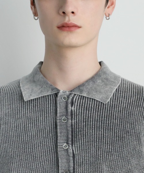 ETELIO（エテリオ）の「ピグメント加工片畦ヘンリーネックニット