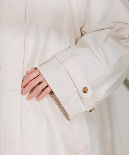 セール】配色カラーステッチ ミニコート/フレアコート/スプリング