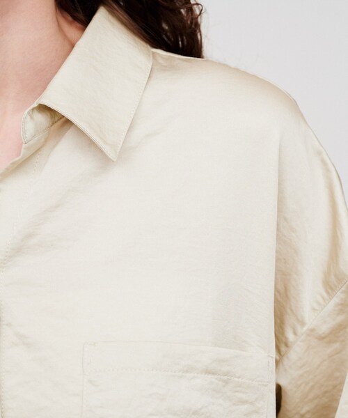 cloenc(クロエンス)の「【手洗い可】サテンスキッパーシャツ(シャツ/ブラウス・レディース・ホワイト系3/ライトベージュ/カーキ/ピンク/ホワイト系5・02)」の15枚目の写真