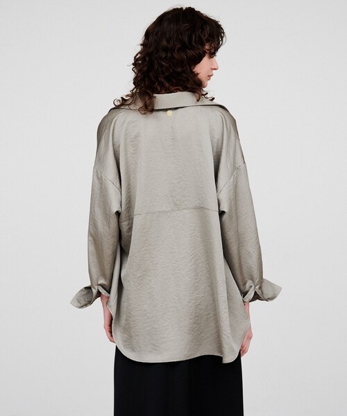 cloenc(クロエンス)の「【手洗い可】サテンスキッパーシャツ(シャツ/ブラウス・レディース・ホワイト系3/ライトベージュ/カーキ/ピンク/ホワイト系5・02)」の20枚目の写真