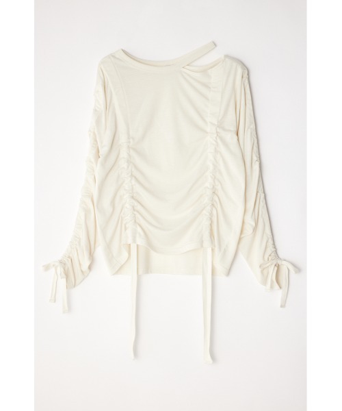 LAGUA GEM（ラグアジェム）の「SHIRRING LOOSE トップス（Tシャツ/カットソー・レディース・オフホワイト/ピンク/杢グレー/ブラック・FREE）」の9枚目の写真