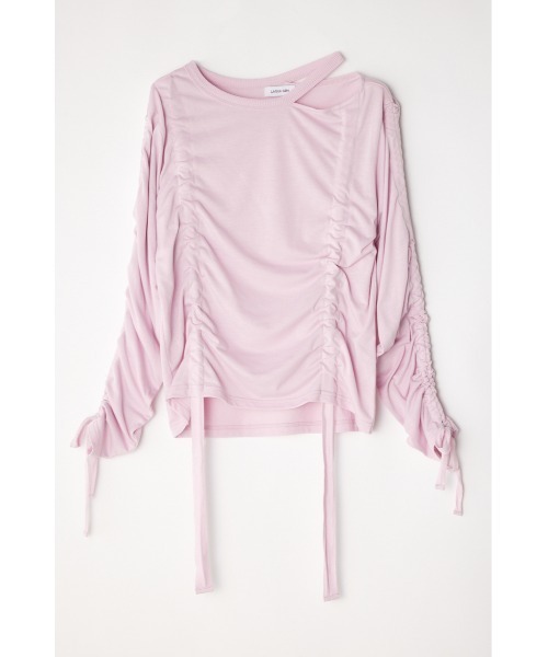 LAGUA GEM（ラグアジェム）の「SHIRRING LOOSE トップス（Tシャツ/カットソー・レディース・オフホワイト/ピンク/杢グレー/ブラック・FREE）」の14枚目の写真