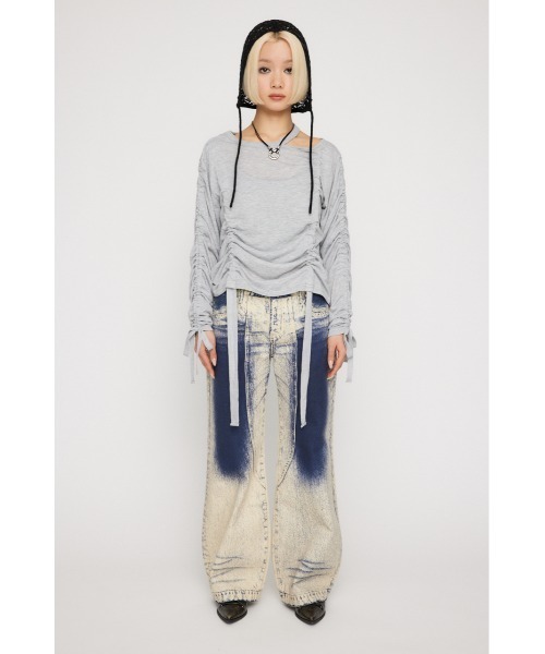 LAGUA GEM（ラグアジェム）の「SHIRRING LOOSE トップス（Tシャツ/カットソー・レディース・オフホワイト/ピンク/杢グレー/ブラック・FREE）」の18枚目の写真