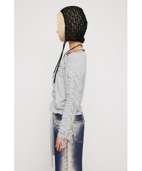 LAGUA GEM（ラグアジェム）の「SHIRRING LOOSE トップス（Tシャツ/カットソー・レディース・オフホワイト/ピンク/杢グレー/ブラック・FREE）」の19枚目の写真