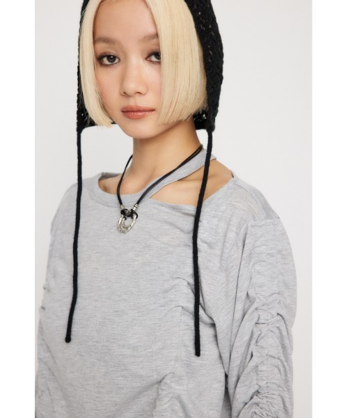 LAGUA GEM（ラグアジェム）の「SHIRRING LOOSE トップス（Tシャツ/カットソー・レディース・オフホワイト/ピンク/杢グレー/ブラック・FREE）」の21枚目の写真