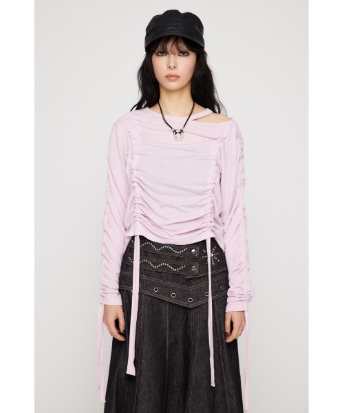 LAGUA GEM（ラグアジェム）の「SHIRRING LOOSE トップス（Tシャツ/カットソー・レディース・オフホワイト/ピンク/杢グレー/ブラック・FREE）」の10枚目の写真