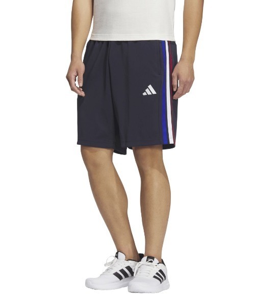 adidas(アディダス)の「アディダス adidas スリーストライプス レギュラーフィット ダブルニットショーツ(その他パンツ・メンズ・ブラック×ホワイト/ブラック×ブラック/ブルー系その他・LL/3L/S/M/L)」の3枚目の写真