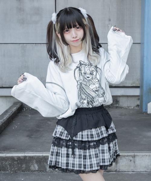 Pal elfy(パルエルフィー)の「メイドTシャツ(Tシャツ/カットソー・レディース・オフホワイト/ブラック・フリー)」の2枚目の写真