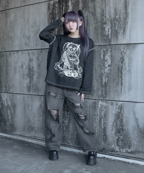 Pal elfy(パルエルフィー)の「メイドTシャツ(Tシャツ/カットソー・レディース・オフホワイト/ブラック・フリー)」の7枚目の写真