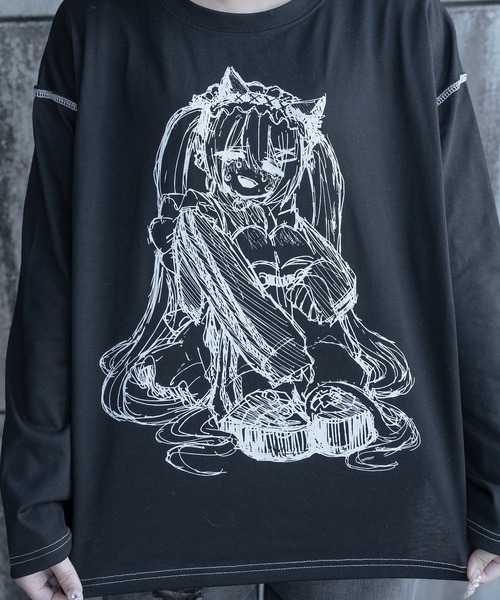 Pal elfy(パルエルフィー)の「メイドTシャツ(Tシャツ/カットソー・レディース・オフホワイト/ブラック・フリー)」の14枚目の写真