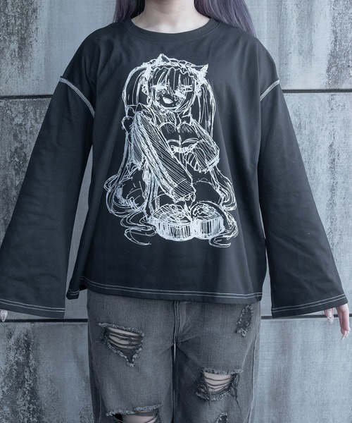 Pal elfy(パルエルフィー)の「メイドTシャツ(Tシャツ/カットソー・レディース・オフホワイト/ブラック・フリー)」の8枚目の写真