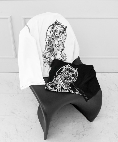 Pal elfy(パルエルフィー)の「メイドTシャツ(Tシャツ/カットソー・レディース・オフホワイト/ブラック・フリー)」の16枚目の写真