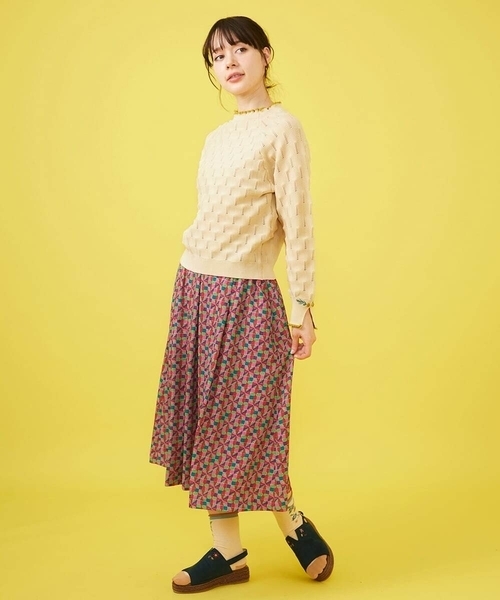 Jocomomola（ホコモモラ）の「Rojo carmin プリントフレアスカート（スカート・レディース・ピンク/ブルー・42/40）」の7枚目の写真