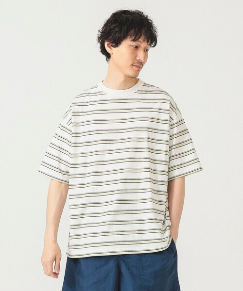 BEAMS（ビームス）の「BEAMS / ルーズ ボーダー Tシャツ（Tシャツ/カットソー・メンズ・ホワイト/ベージュ/グレー・S/M/L/XL）」の5枚目の写真
