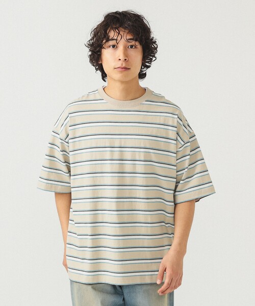 BEAMS（ビームス）の「BEAMS / ルーズ ボーダー Tシャツ（Tシャツ/カットソー・メンズ・ホワイト/ベージュ/グレー・S/M/L/XL）」の19枚目の写真