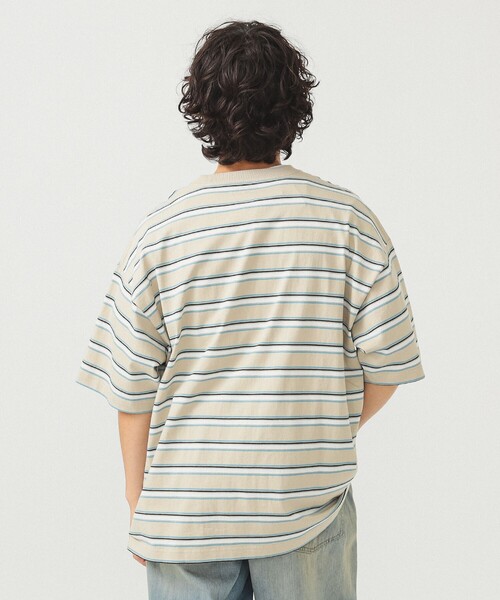 BEAMS（ビームス）の「BEAMS / ルーズ ボーダー Tシャツ（Tシャツ/カットソー・メンズ・ホワイト/ベージュ/グレー・S/M/L/XL）」の20枚目の写真