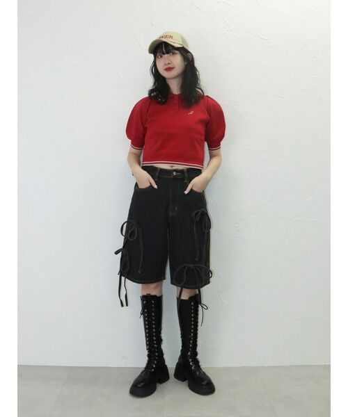 jouetie(ジュエティ)の「ニットポロシャツ サマーニット(ニット/セーター・レディース・アイボリー/レッド/ブラック・MEDIUM)」の6枚目の写真