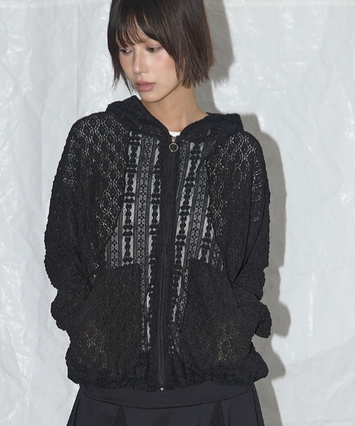 A'GEM/9 × .kom 「 FANCY CLUB/ファンシークラブ」 PLUMPY LACE LINE HOOD ZIP-UP/ハンプティレース A'GEM/9 × .kom 『 FANCY CLUB/ファンシークラブ』 PLUMPY LACE