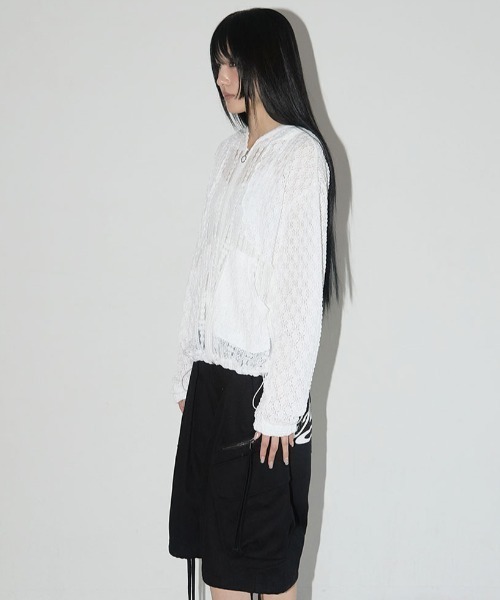 FANCY CLUB(ファンシークラブ)の「A'GEM/9 × .kom 『 FANCY CLUB/ファンシークラブ』 PLUMPY LACE LINE HOOD ZIP-UP/ハンプティレースラインジップアップトップス(その他トップス・レディース・ブラック/ホワイト・FREE)」の22枚目の写真