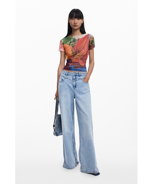 Desigual（デシグアル）の「アブストラクトアートシフォンTシャツ（Tシャツ/カットソー・レディース・オレンジ・XS/S/M/L/XL）」の6枚目の写真