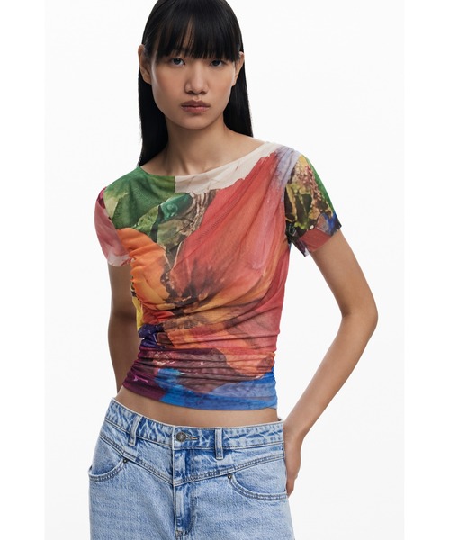 Desigual（デシグアル）の「アブストラクトアートシフォンTシャツ（Tシャツ/カットソー・レディース・オレンジ・XS/S/M/L/XL）」の7枚目の写真
