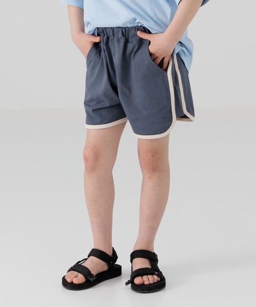 chil2(チルツー)の「綿100% パイピングショートパンツ(その他パンツ・キッズ・ベージュ/ミント/ラベンダー/チャコールグレー/ブラック/スモークピンク・80cm/90cm/100cm/110cm/120cm/130cm/140cm/150cm)」の2枚目の写真