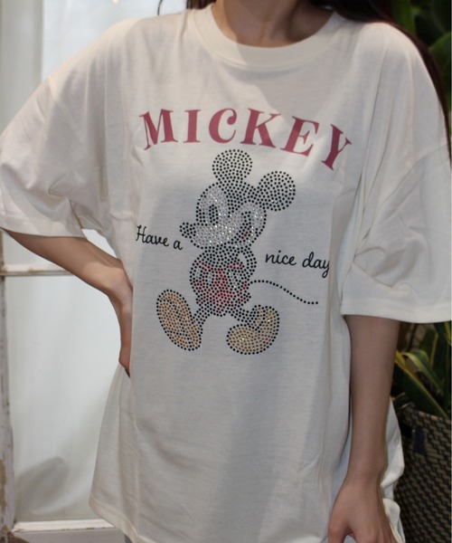 ミッキーマウス ストーン付きTシャツ ドルチェアンドガッバーナ ラインストーン ミッキーマウス