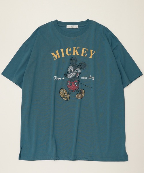 ミッキーマウス ストーン付きTシャツ セール】【DISNEY/ディズニー】ラインストーン半袖Tシャツ