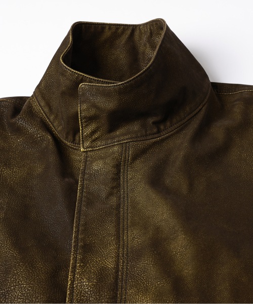 amok(アモク)の「FLOCKING ECO LEATHER COAT(その他アウター・メンズ・イエロー/ブラック・M/L/S)」の11枚目の写真