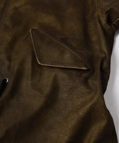 amok(アモク)の「FLOCKING ECO LEATHER COAT(その他アウター・メンズ・イエロー/ブラック・M/L/S)」の13枚目の写真