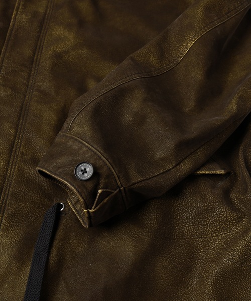 amok(アモク)の「FLOCKING ECO LEATHER COAT(その他アウター・メンズ・イエロー/ブラック・M/L/S)」の14枚目の写真