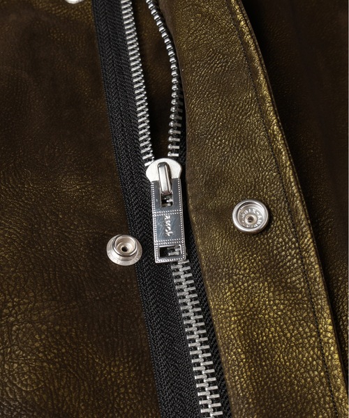 amok(アモク)の「FLOCKING ECO LEATHER COAT(その他アウター・メンズ・イエロー/ブラック・M/L/S)」の15枚目の写真