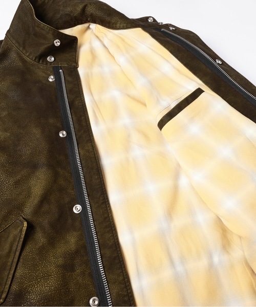 amok(アモク)の「FLOCKING ECO LEATHER COAT(その他アウター・メンズ・イエロー/ブラック・M/L/S)」の16枚目の写真