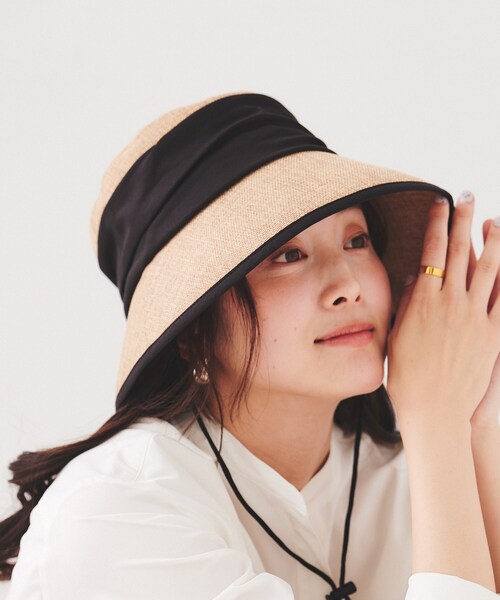 UNTITLED（アンタイトル）の「【接触冷感】ドレープリボンHAT（ハット・レディース・オフホワイト/ブラック・99）」の3枚目の写真
