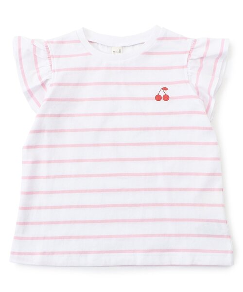 apres les cours（アプレレクール）の「【WEB限定/ジュニア対応】袖フリルTシャツ/7days Style（Tシャツ/カットソー・キッズ・ドット/ラベンダー/ピンク/サックスブルー/アイボリー/ブラック/ブルー・80/90/100/110/120/130/140）」の6枚目の写真