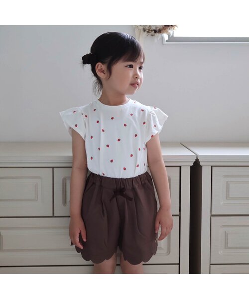 apres les cours（アプレレクール）の「【WEB限定/ジュニア対応】袖フリルTシャツ/7days Style（Tシャツ/カットソー・キッズ・ドット/ラベンダー/ピンク/サックスブルー/アイボリー/ブラック/ブルー・80/90/100/110/120/130/140）」の20枚目の写真