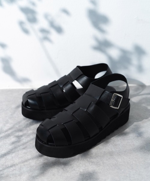 Rocky Monroe（ロッキーモンロー）の「厚底シャークソール PUレザーグルカサンダル（サンダル・メンズ・ブラック・M/L/XL）」の11枚目の写真