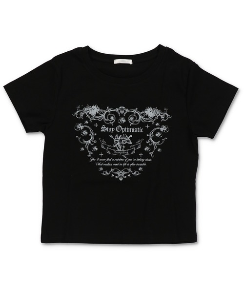 SPINNS（スピンズ）の「メッセージプリント半袖Tシャツ/ピタカットソー（Tシャツ/カットソー・レディース・オフホワイト/杢グレー/ブラック・ONESIZE）」の16枚目の写真